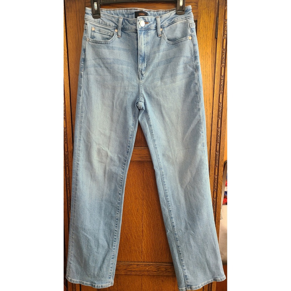 Quince Bella Stretch High Rise Straight Jeans Frosted Blue Light Wash 28/30